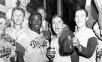 Jackie Robinson with Dodgers teammates