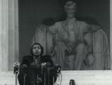 Photo of Marion Anderson singing in front of the statue of Abraham Lincoln