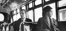Photo of Rosa Parks on a bus